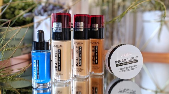 Magic Essence Drops, 24HR Fresh Wear Foundation, and Magic Loose Powder.