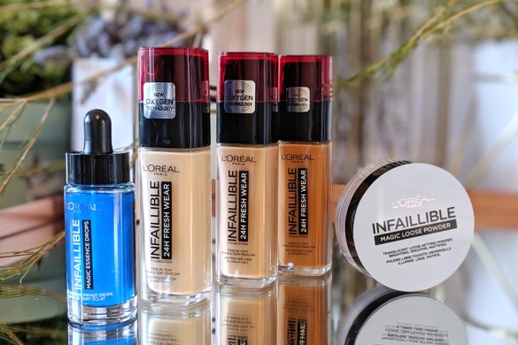 Magic Essence Drops, 24HR Fresh Wear Foundation, and Magic Loose Powder.